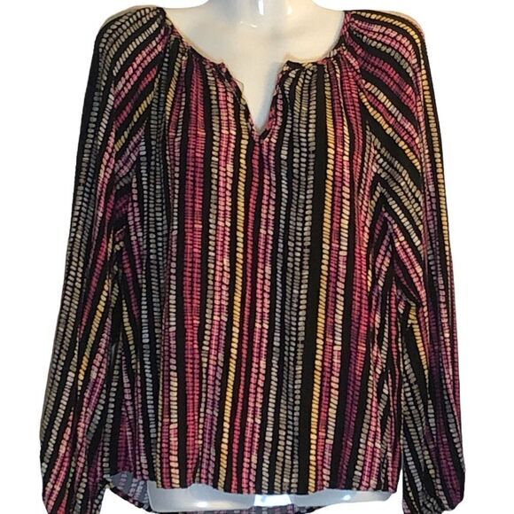 Andree by unit pullover long sleeve V-neck Aztec deco inspired flowy top Size M - Picture 1 of 1